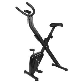 YSSOA Folding Exercise Bike X-bike; Quite Indoor Cycling Bike Stationary; Magnetic Upright Bike with Heart Rate and LCD Monitor; Easy Maneuverable and