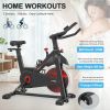 cIndoor Cycling Exercise Bike Stationary, Home Gym Workout Fitness Bike with Comfortable Cusion, LCD Display and Hand Pulse