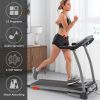 Easy Folding Treadmill for Home Use; 1.5HP Electric Running; Jogging & Walking Machine with Device Holder & Pulse Sensor; 3-Level Incline Adjustable C