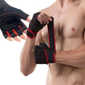 Outdoor Weightlifting Mountaineering Basketball Sports Half Finger Sports Dumbbell Training Lengthened Fitness Gloves (Option: Ordinary Red S)