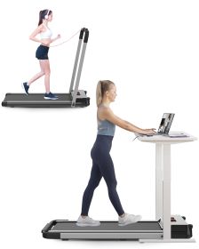 FYC Under Desk Treadmill 2.5HP Slim Walking Treadmill 265LBS - Electric Treadmill with APP Bluetooth Remote Control LED Display, Running Walking Joggi (Color: Grey)