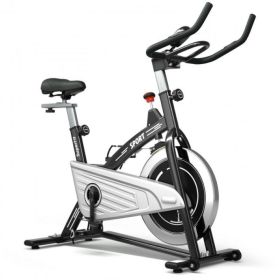 Indoor Gym Exercise Cycling Bike Smooth Belt Drive (Color: Black & Silver, Type: Professional Exercise Bikes)