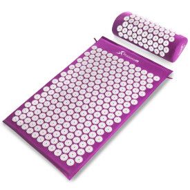 Acupressure Mat and Pillow Set (Color: Purple)