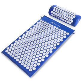 Acupressure Mat and Pillow Set (Color: Blue)