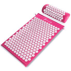 Acupressure Mat and Pillow Set (Color: Pink)